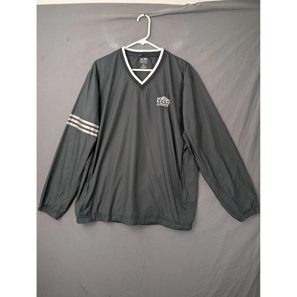 Adidas Mens Coors Light Climaproof Windbreaker V-Neck Pullover Jacket Black L